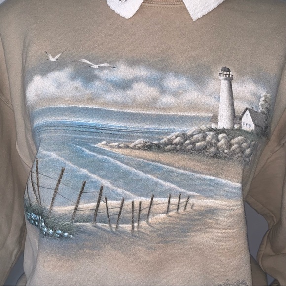 v i n t a g e :: Nautical Coastal Collared Morning Sun Graphic Sweatshirt - Picture 9 of 14
